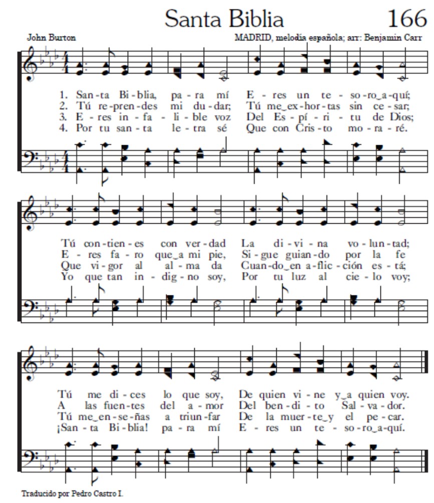 Santa Biblia para mí, himno por Juan Burton