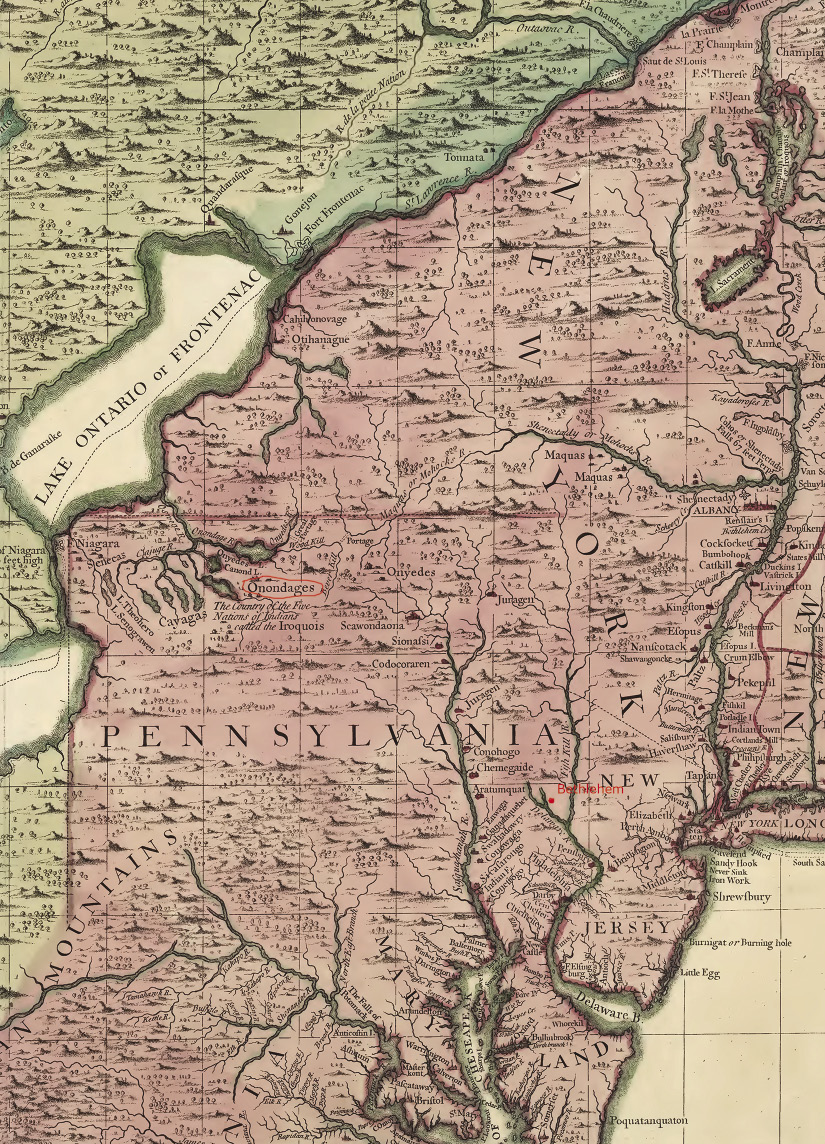 Map of Pennsylvania and New York colonies